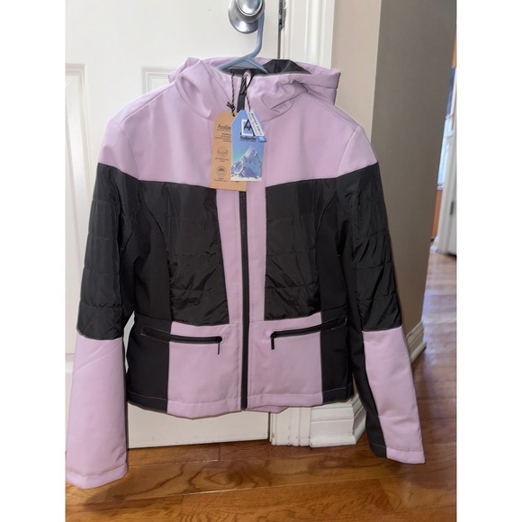 New women's Avalanche Water Resistant Hooded Jacket Ski Pass Pocket Lilac Small - Picture 1 of 7
